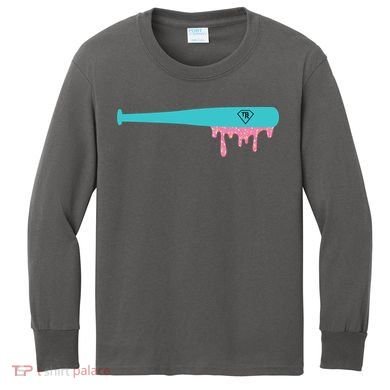 Baseball Bat Sprinkle Drip Kids Long Sleeve Shirt