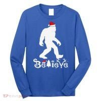 Bigfoot Believe Santa Hat Christmas Funny Xmas Holiday Long Sleeve Shirt thumb 0