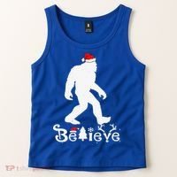 Bigfoot Believe Santa Hat Christmas Funny Xmas Holiday Tank Top thumb 2