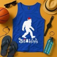 Bigfoot Believe Santa Hat Christmas Funny Xmas Holiday Tank Top thumb 4