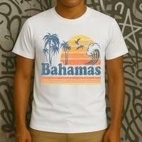 Bahamas Beach Summer Vacation Sunset Vintage 70S Retro T-Shirt thumb 3
