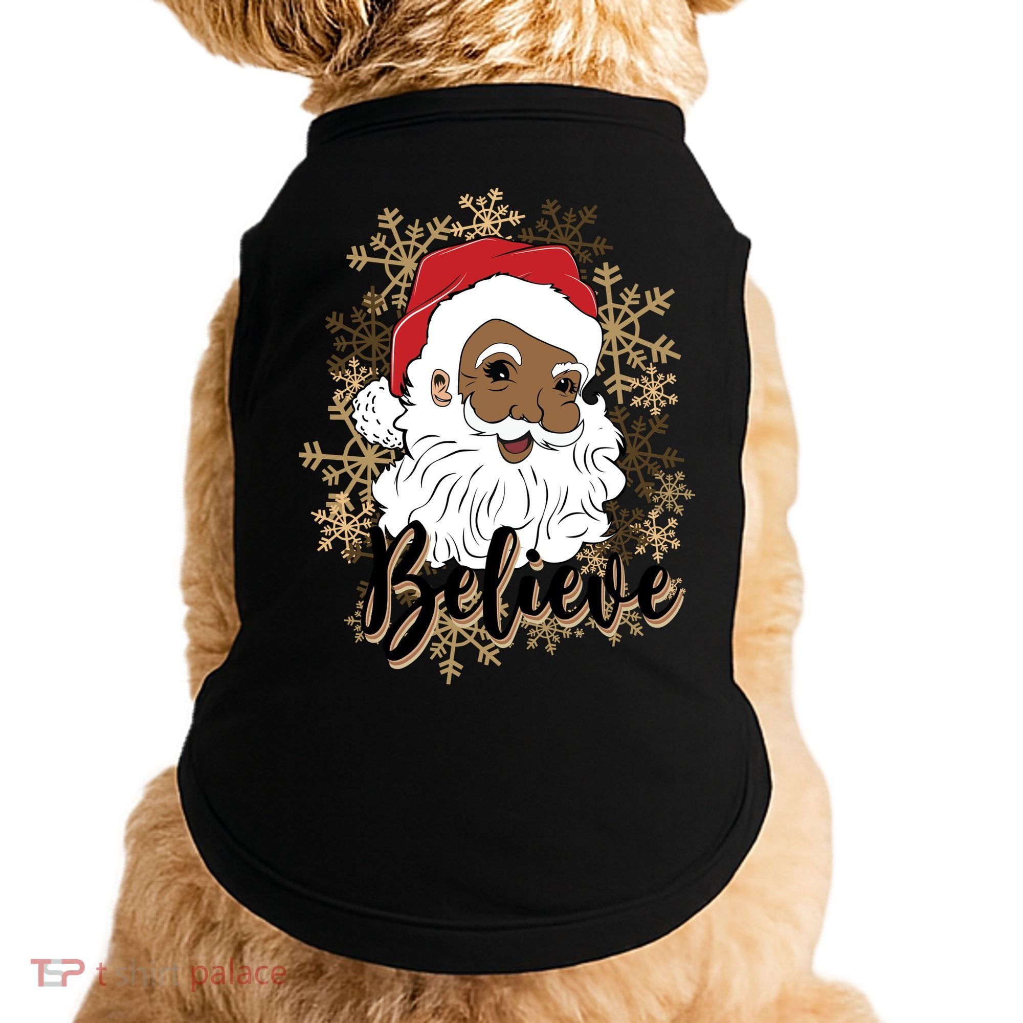 Black Believe Santa Claus Fun African American Santa Doggie Tank