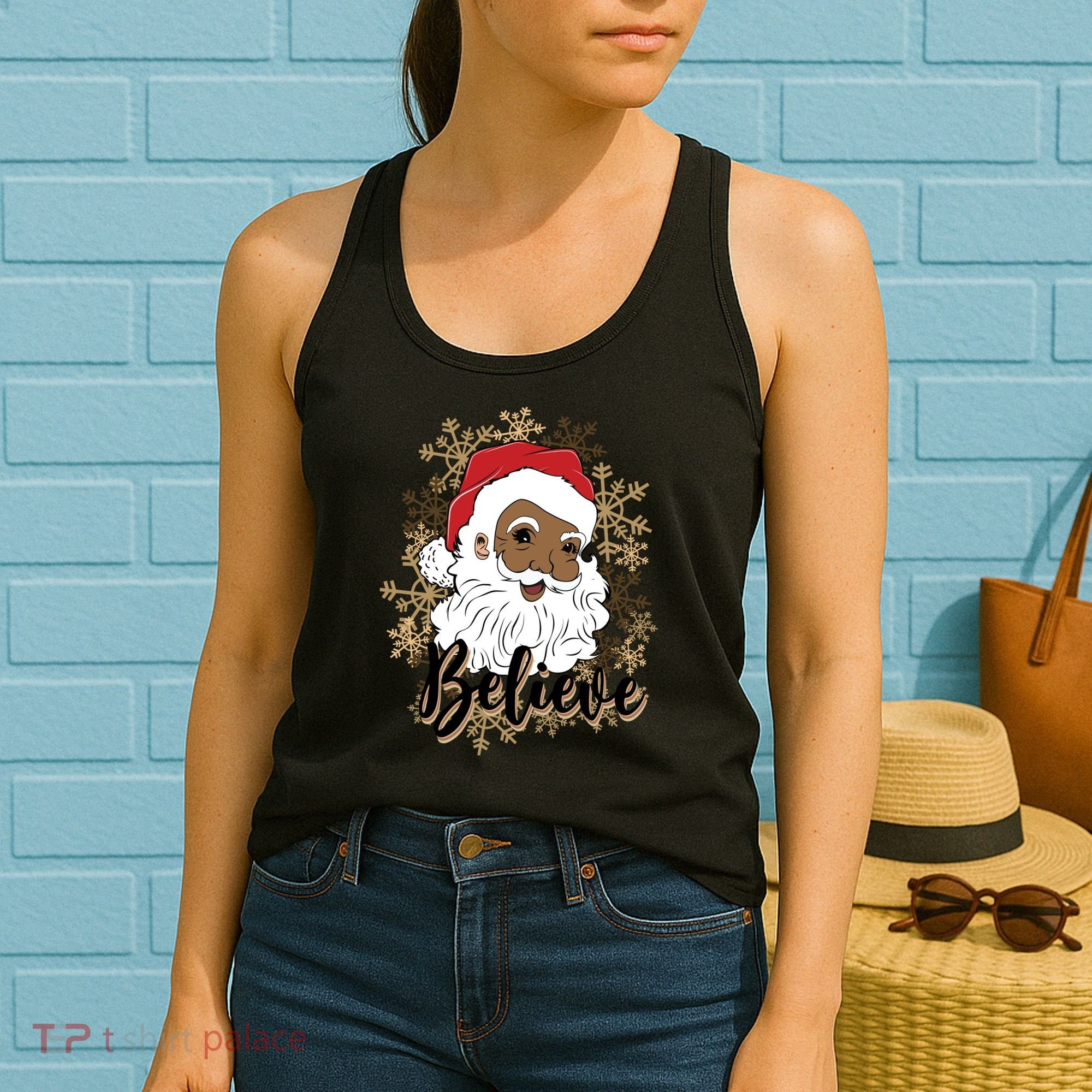 Black Believe Santa Claus Fun African American Santa Women's Tank Top
