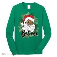 Black Believe Santa Claus Fun African American Santa Long Sleeve Shirt thumb 0