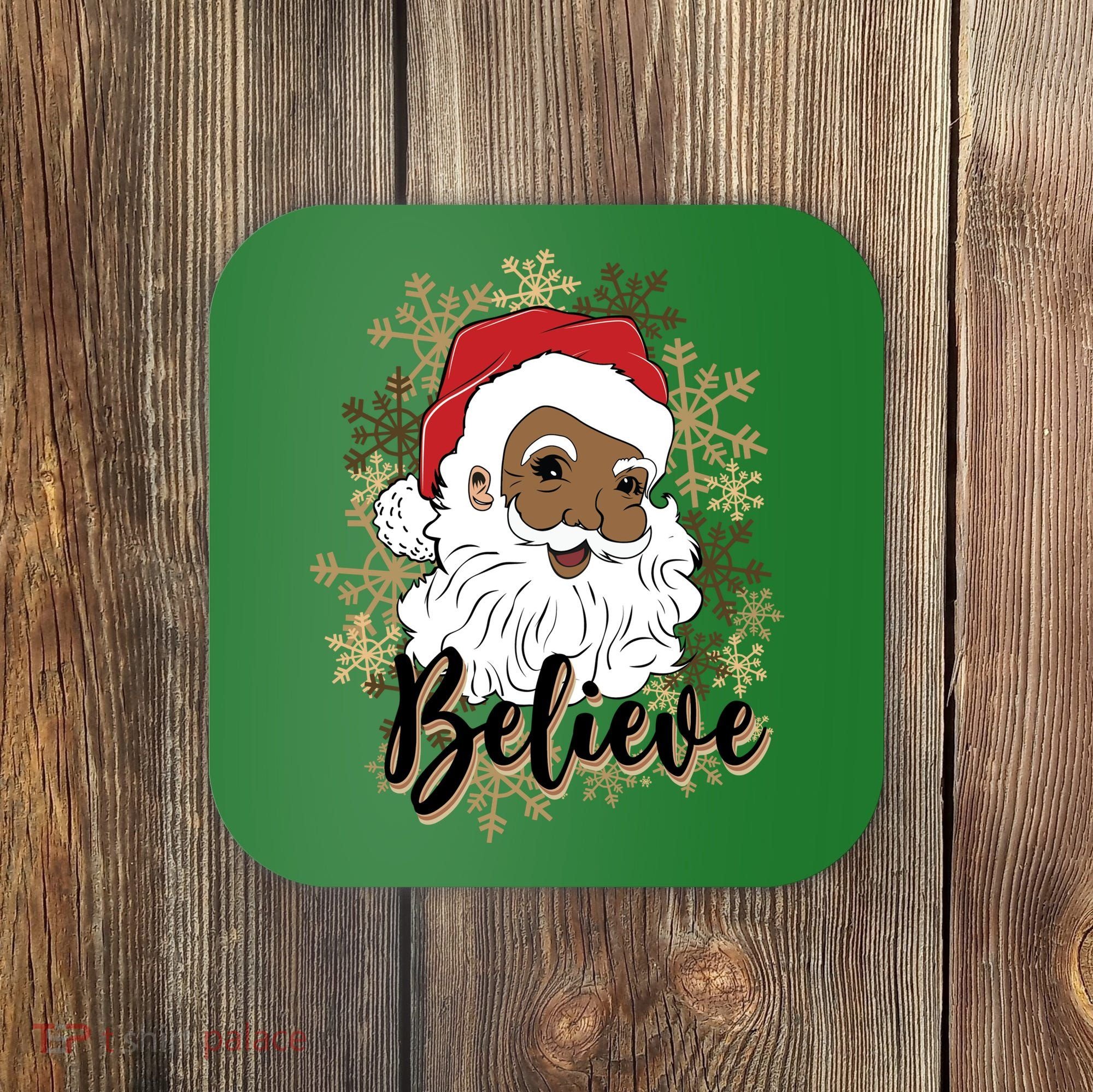 Black Believe Santa Claus Fun African American Santa Coaster