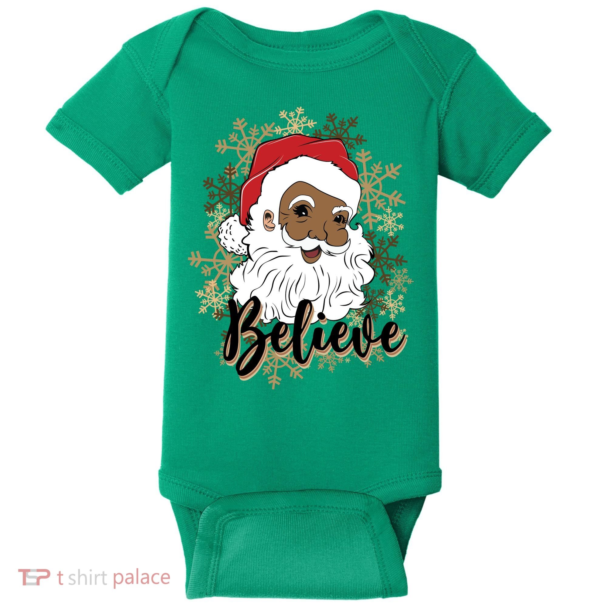 Black Believe Santa Claus Fun African American Santa Baby Bodysuit