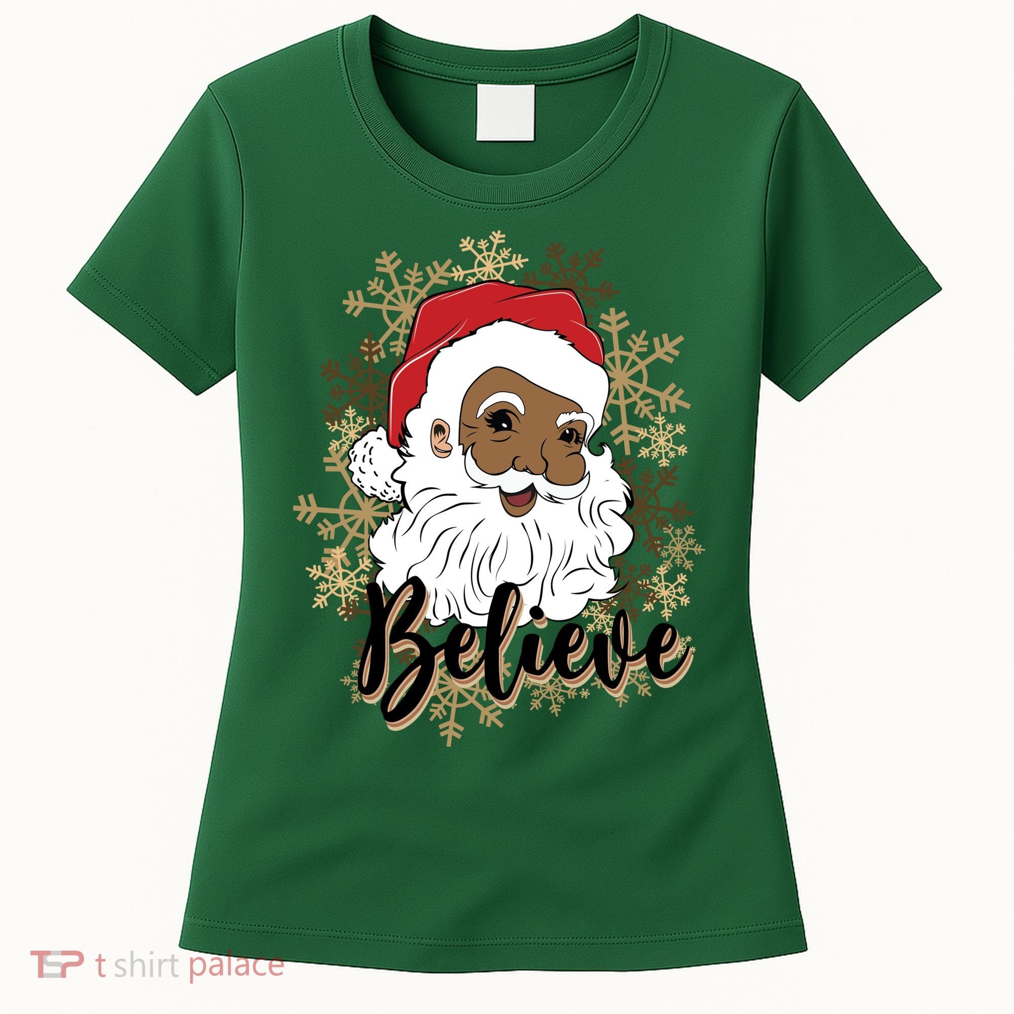 Black Believe Santa Claus Fun African American Santa Women's T-Shirt