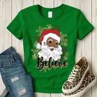 Black Believe Santa Claus Fun African American Santa Women's T-Shirt thumb 3