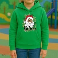 Black Believe Santa Claus Fun African American Santa Kids Hoodie thumb 3