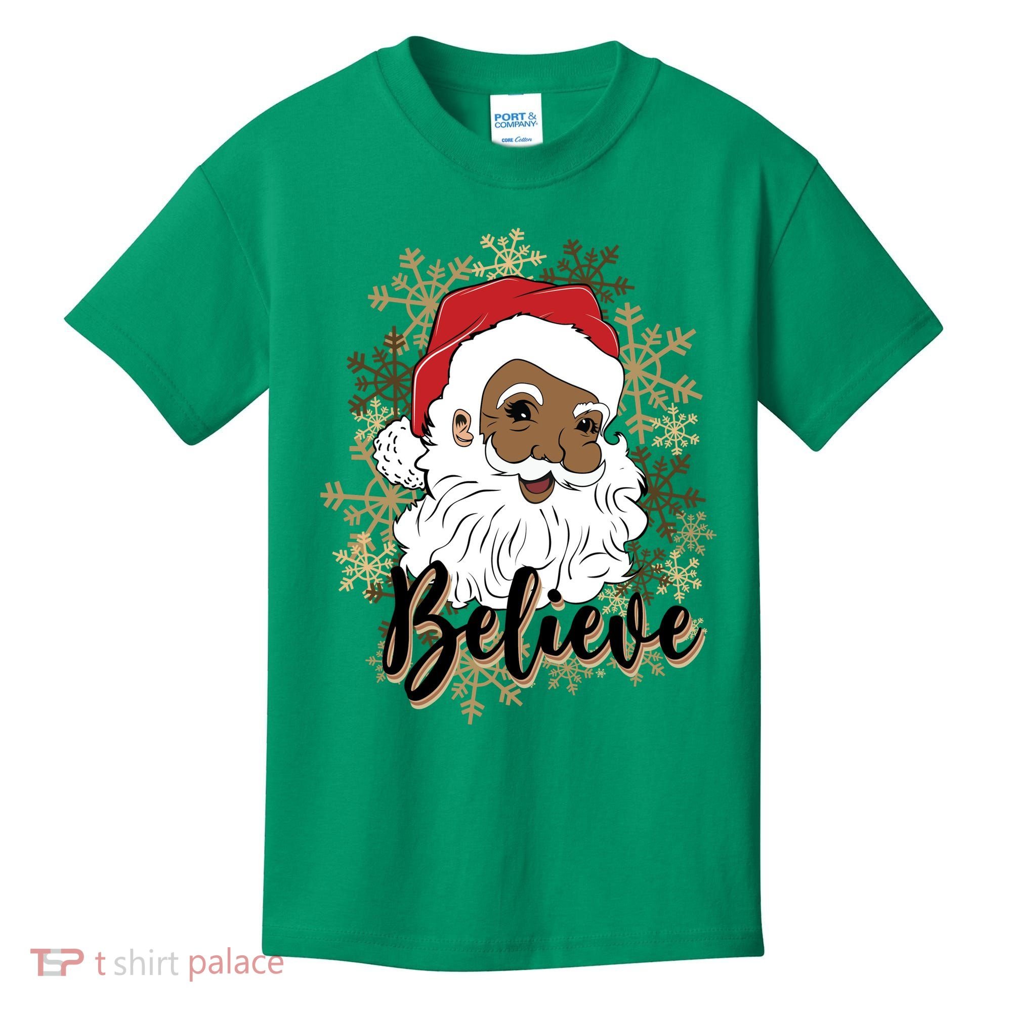 Black Believe Santa Claus Fun African American Santa Kids T-Shirt