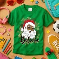 Black Believe Santa Claus Fun African American Santa Kids T-Shirt thumb 3