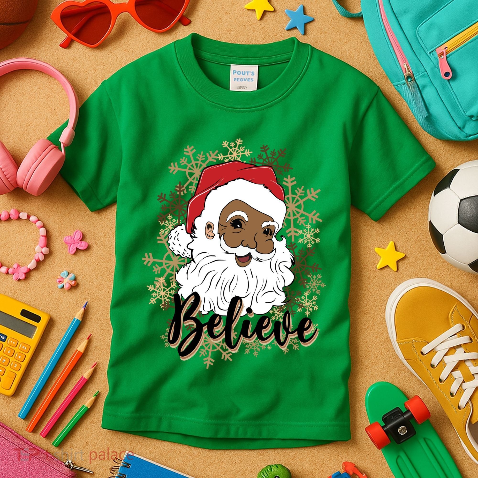 Black Believe Santa Claus Fun African American Santa Kids T-Shirt