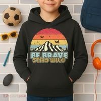 Be Brave Stay Wild Retro Style Outdoors Kids Hoodie thumb 2