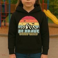 Be Brave Stay Wild Retro Style Outdoors Kids Hoodie thumb 3
