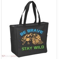 BE BRAVE STAY WILD Wilderness Nature Gift Camping Tote Bag thumb 2