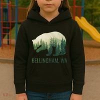 Bellingham Bear State Of Washington Pacific Nw Wildlife Kids Hoodie thumb 3