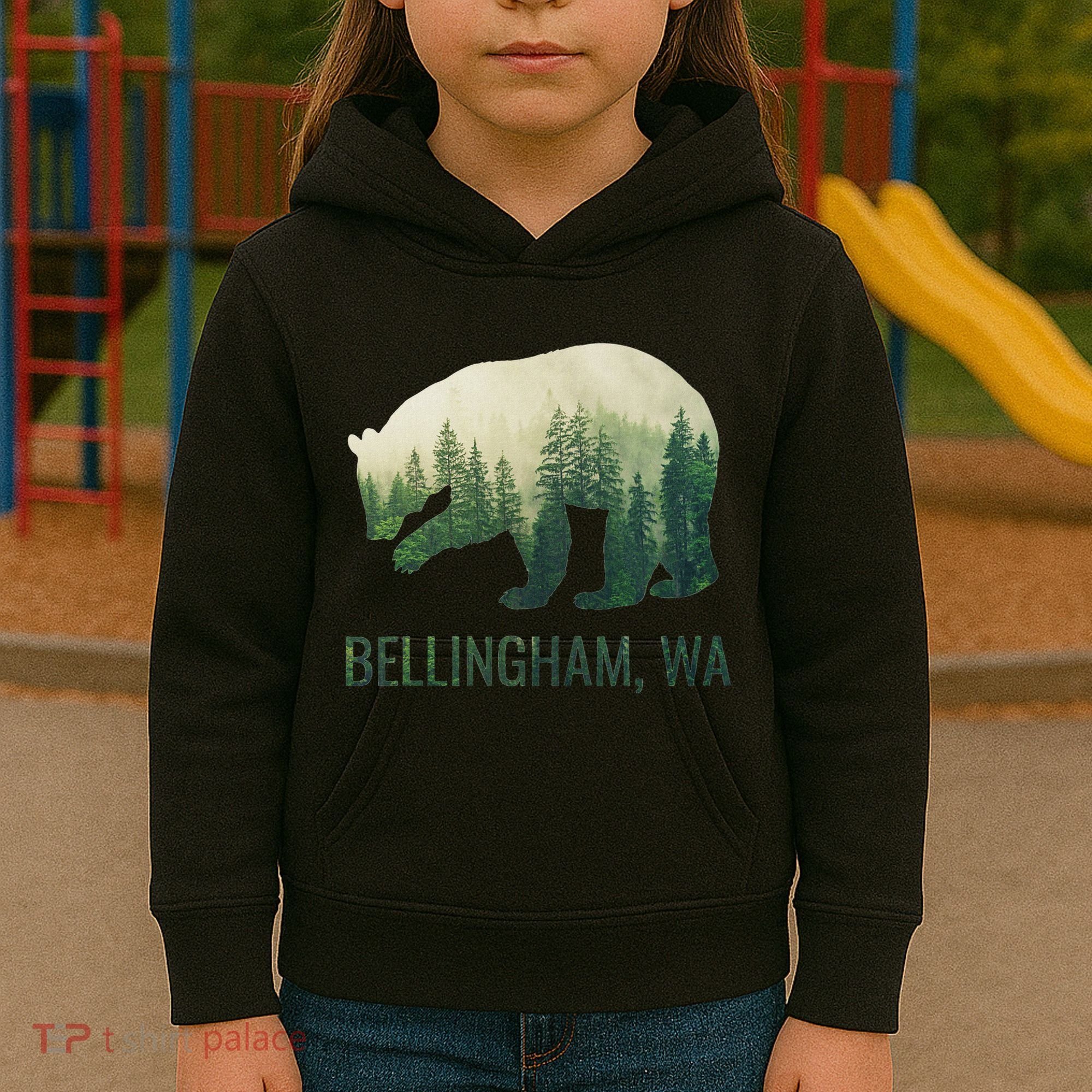 Bellingham Bear State Of Washington Pacific Nw Wildlife Kids Hoodie