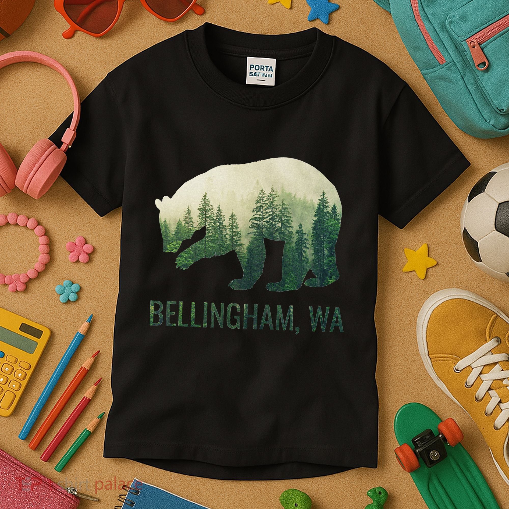 Bellingham Bear State Of Washington Pacific Nw Wildlife Kids T-Shirt
