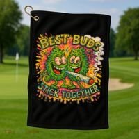 Best Buds Stick Together Marijuana Cannabis Weed Stoner Golf Towel thumb 1