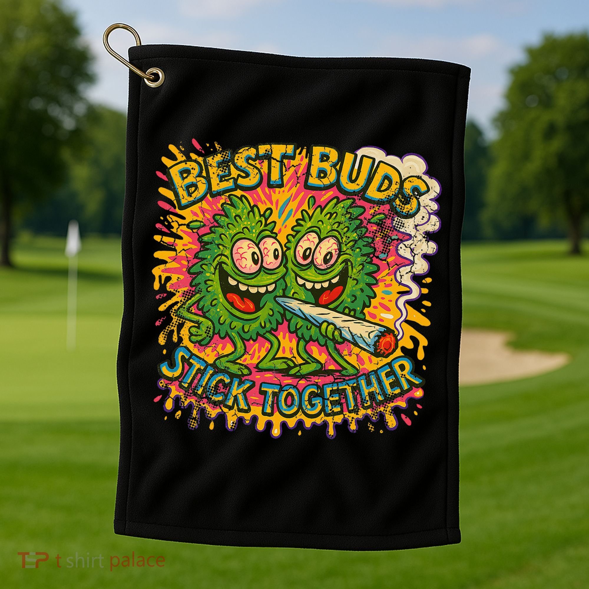 Best Buds Stick Together Marijuana Cannabis Weed Stoner Golf Towel