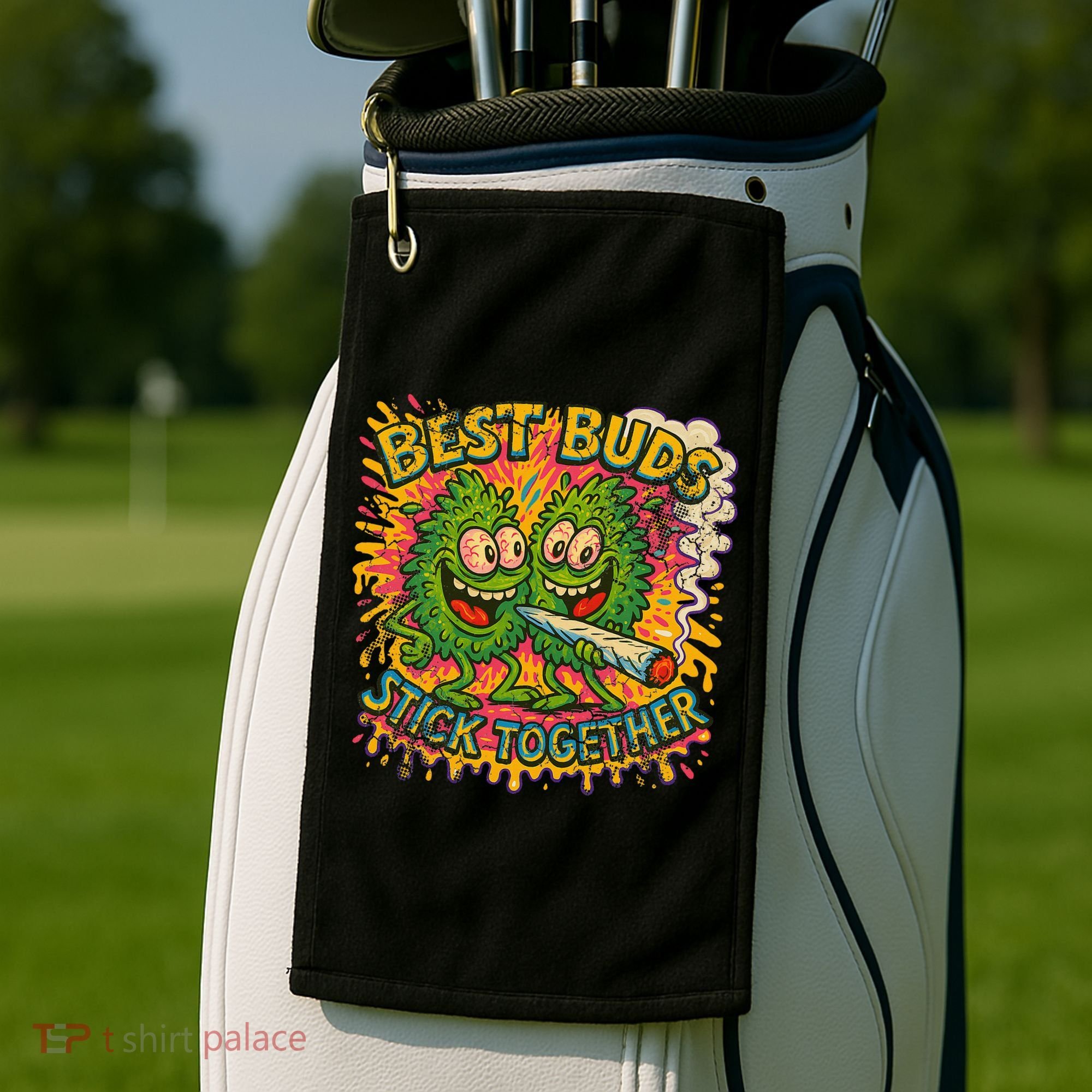 Best Buds Stick Together Marijuana Cannabis Weed Stoner Golf Towel