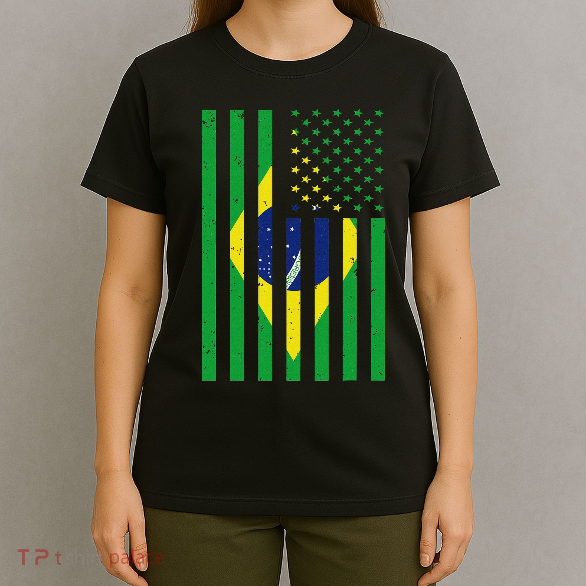 Brazil Brasil Soccer Usa America Flag Jersey Women T-Shirt