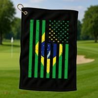 Brazil Brasil Soccer Usa America Flag Jersey Women Golf Towel thumb 1