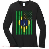 Brazil Brasil Soccer Usa America Flag Jersey Women Women's Long Sleeve Shirt thumb 0