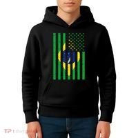 Brazil Brasil Soccer Usa America Flag Jersey Women Kids Hoodie thumb 4