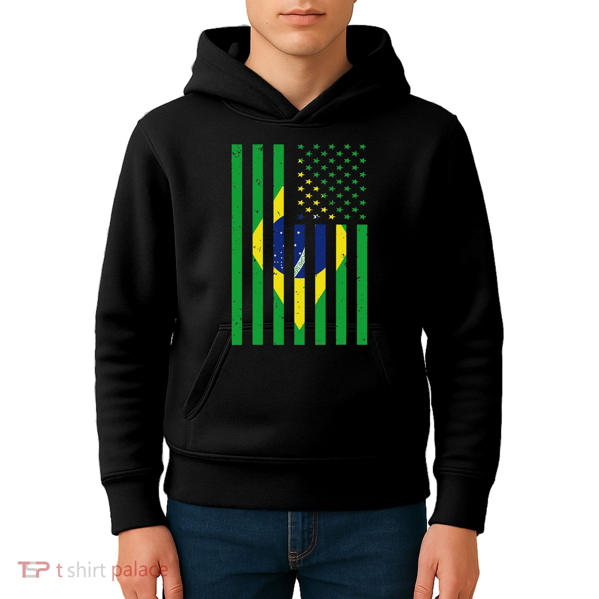 Brazil Brasil Soccer Usa America Flag Jersey Women Kids Hoodie