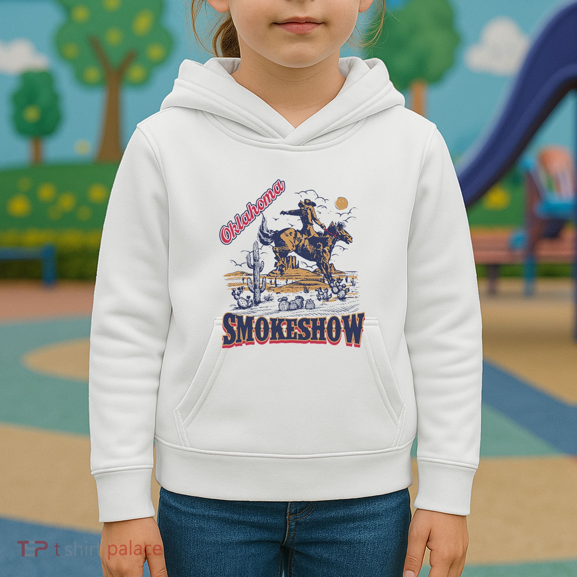 Boho Bull Skull Cow Oklahoma Smokeshow Western Country Kids Hoodie