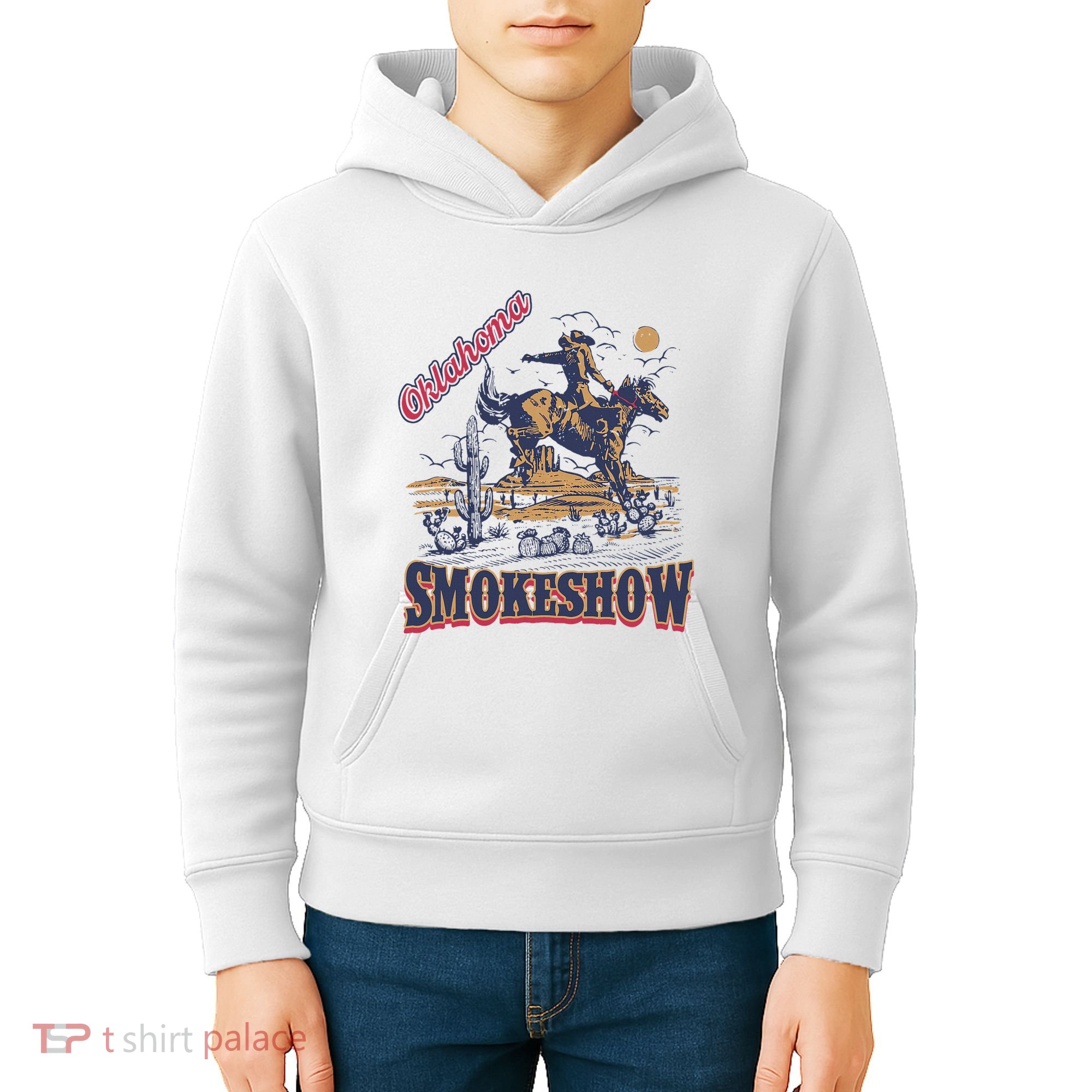 Boho Bull Skull Cow Oklahoma Smokeshow Western Country Kids Hoodie