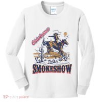 Boho Bull Skull Cow Oklahoma Smokeshow Western Country Kids Long Sleeve Shirt thumb 0