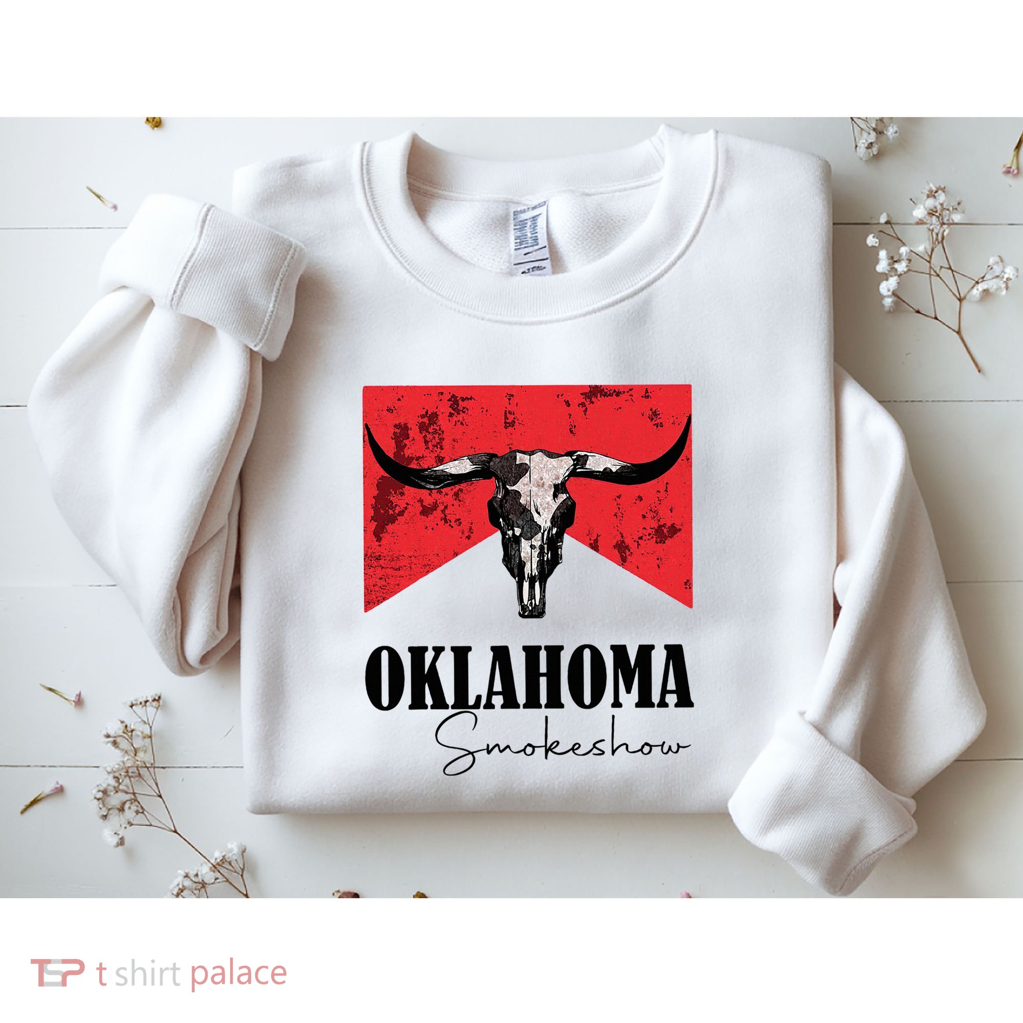 Boho Bull Skull Cow Oklahoma Smokeshow Western Country Sweatshirt
