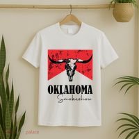 Boho Bull Skull Cow Oklahoma Smokeshow Western Country T-Shirt thumb 2