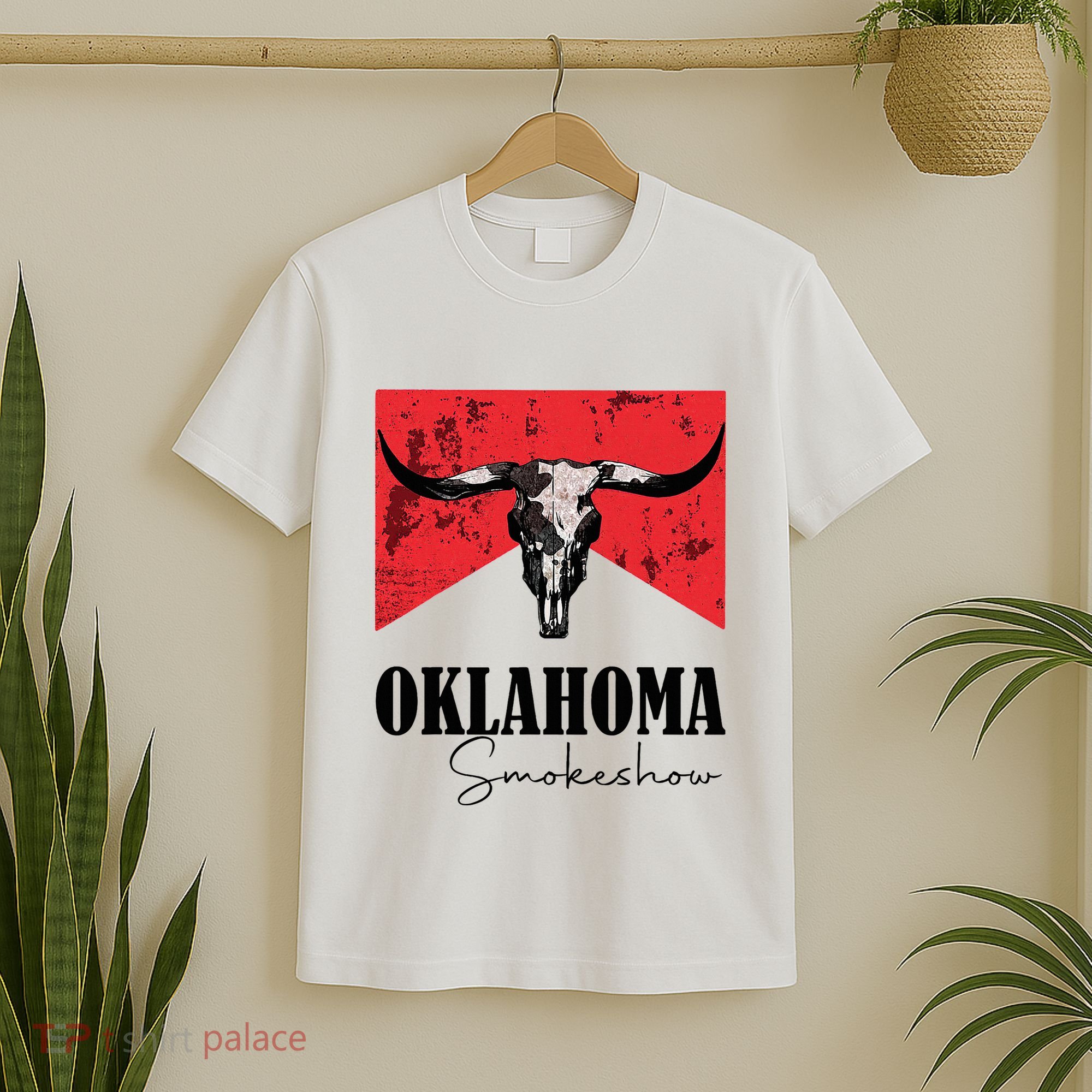 Boho Bull Skull Cow Oklahoma Smokeshow Western Country T-Shirt