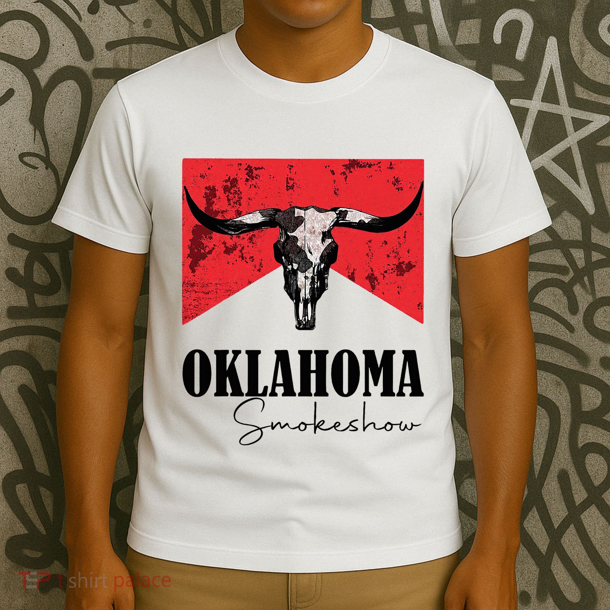 Boho Bull Skull Cow Oklahoma Smokeshow Western Country T-Shirt