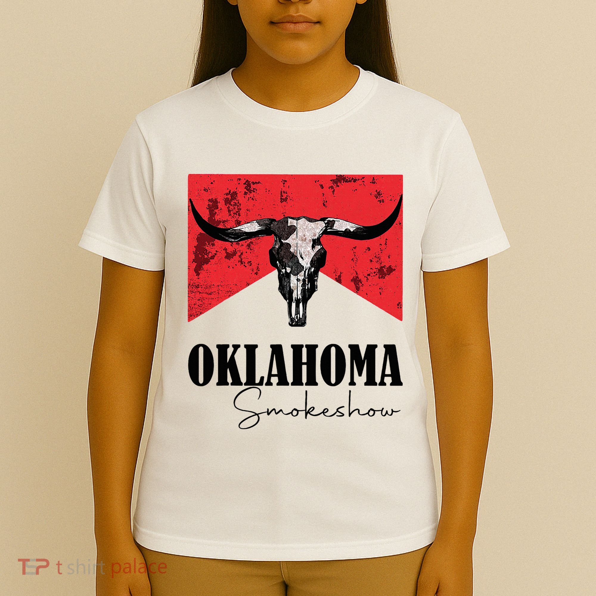 Boho Bull Skull Cow Oklahoma Smokeshow Western Country T-Shirt