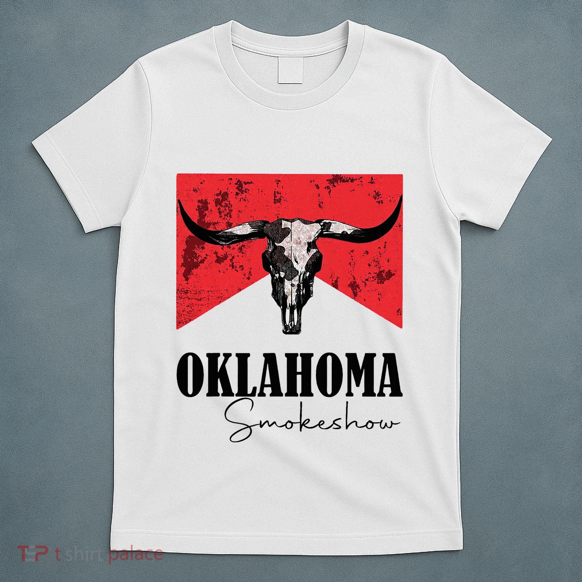 Boho Bull Skull Cow Oklahoma Smokeshow Western Country T-Shirt