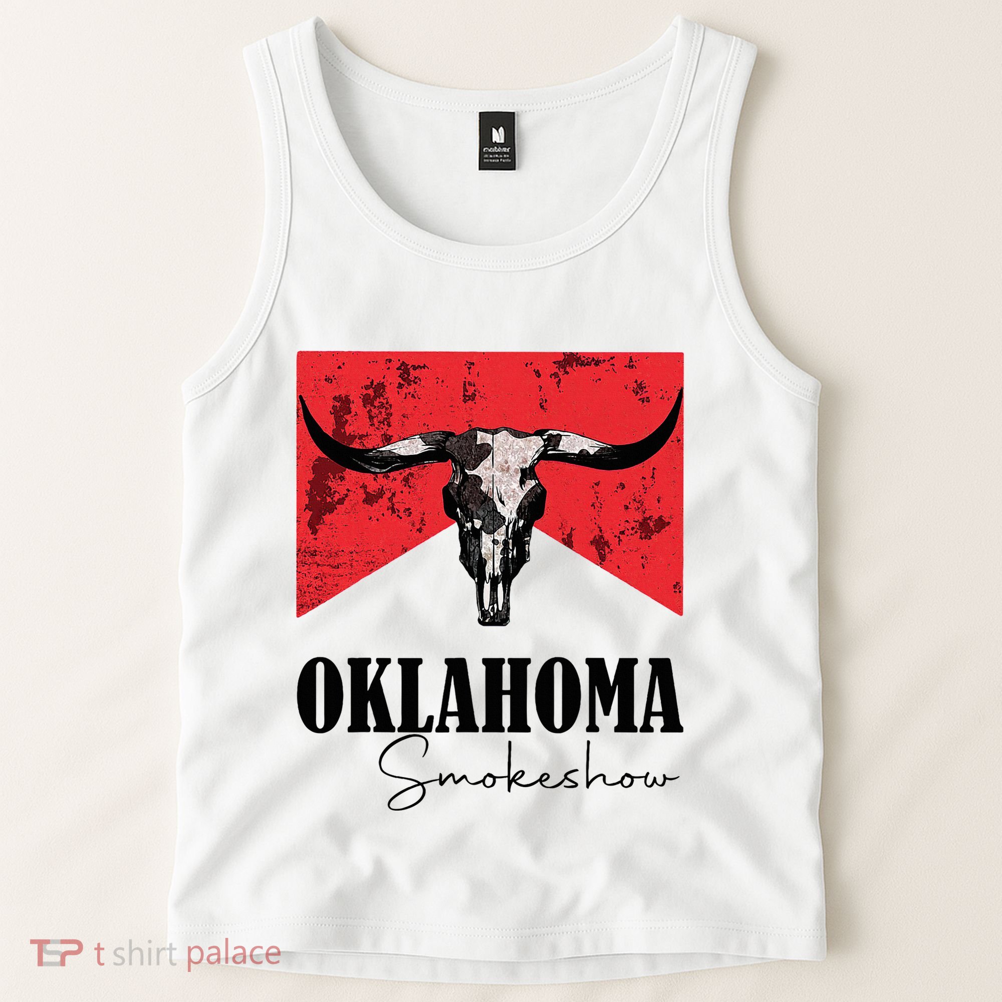 Boho Bull Skull Cow Oklahoma Smokeshow Western Country Tank Top