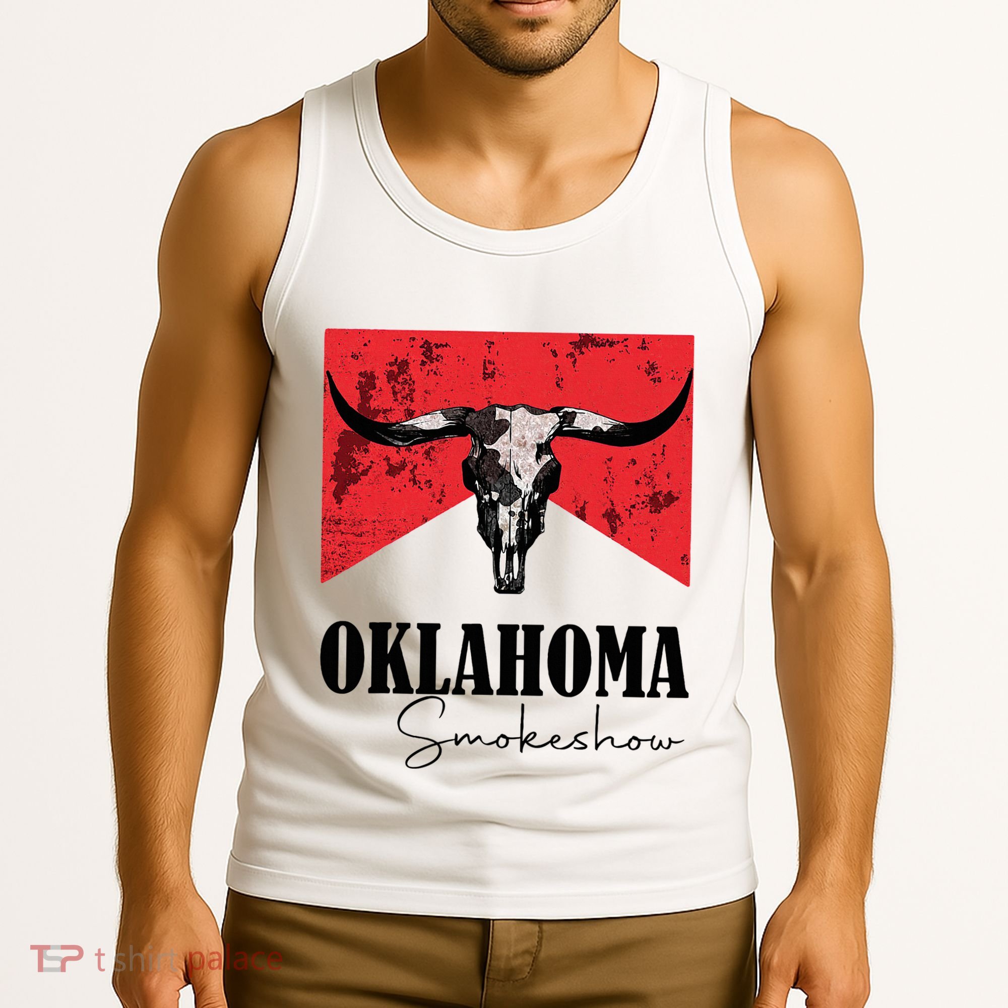 Boho Bull Skull Cow Oklahoma Smokeshow Western Country Tank Top