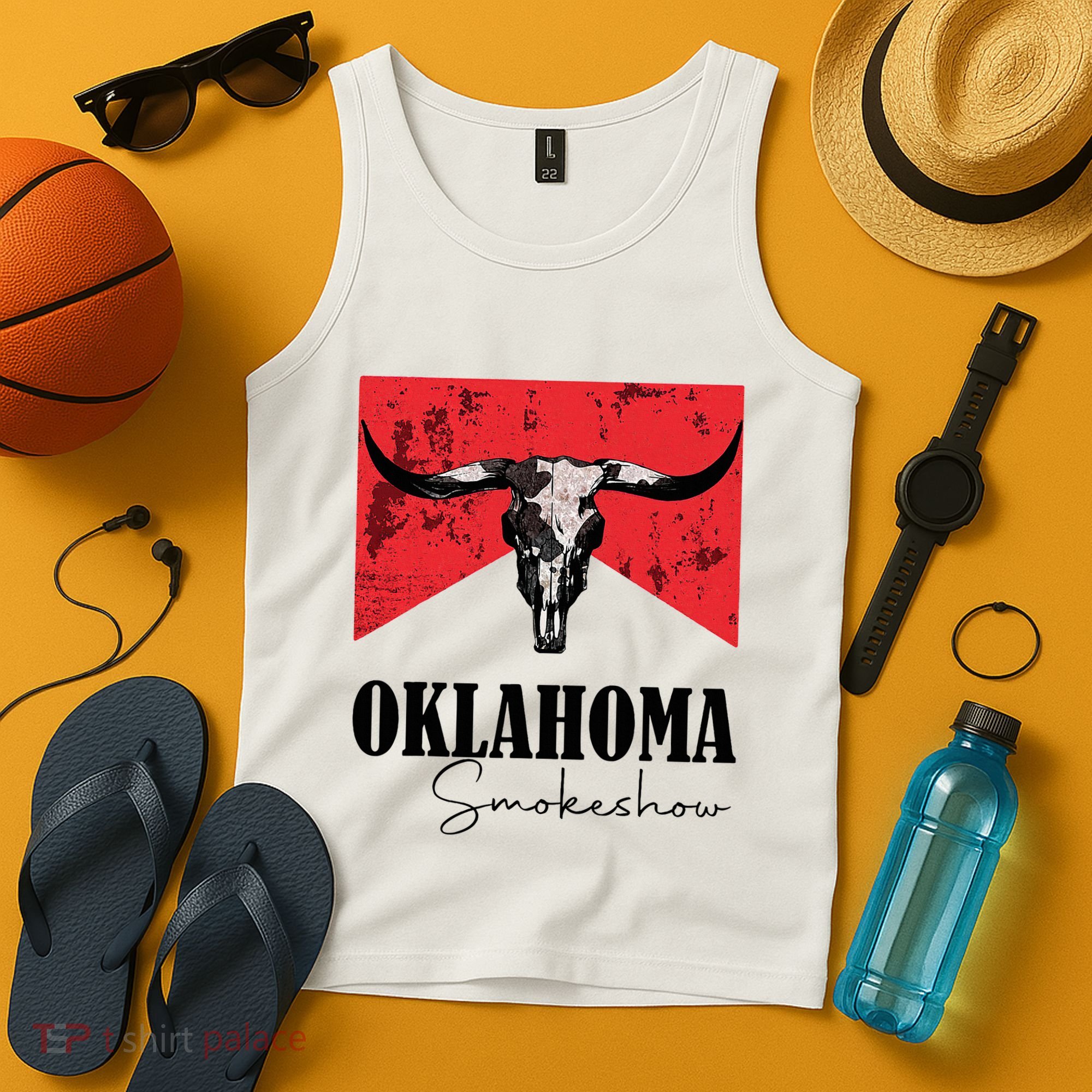 Boho Bull Skull Cow Oklahoma Smokeshow Western Country Tank Top