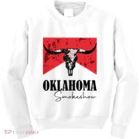 Boho Bull Skull Cow Oklahoma Smokeshow Western Country Kids Sweatshirt thumb 0