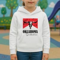 Boho Bull Skull Cow Oklahoma Smokeshow Western Country Kids Hoodie thumb 3