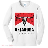 Boho Bull Skull Cow Oklahoma Smokeshow Western Country Kids Long Sleeve Shirt thumb 0