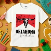 Boho Bull Skull Cow Oklahoma Smokeshow Western Country Kids T-Shirt thumb 3