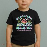 Bye Bye School Hello Pool Schools Out For Summer Teacher Toddler T-Shirt thumb 2