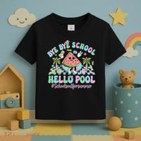 Bye Bye School Hello Pool Schools Out For Summer Teacher Toddler T-Shirt thumb 3