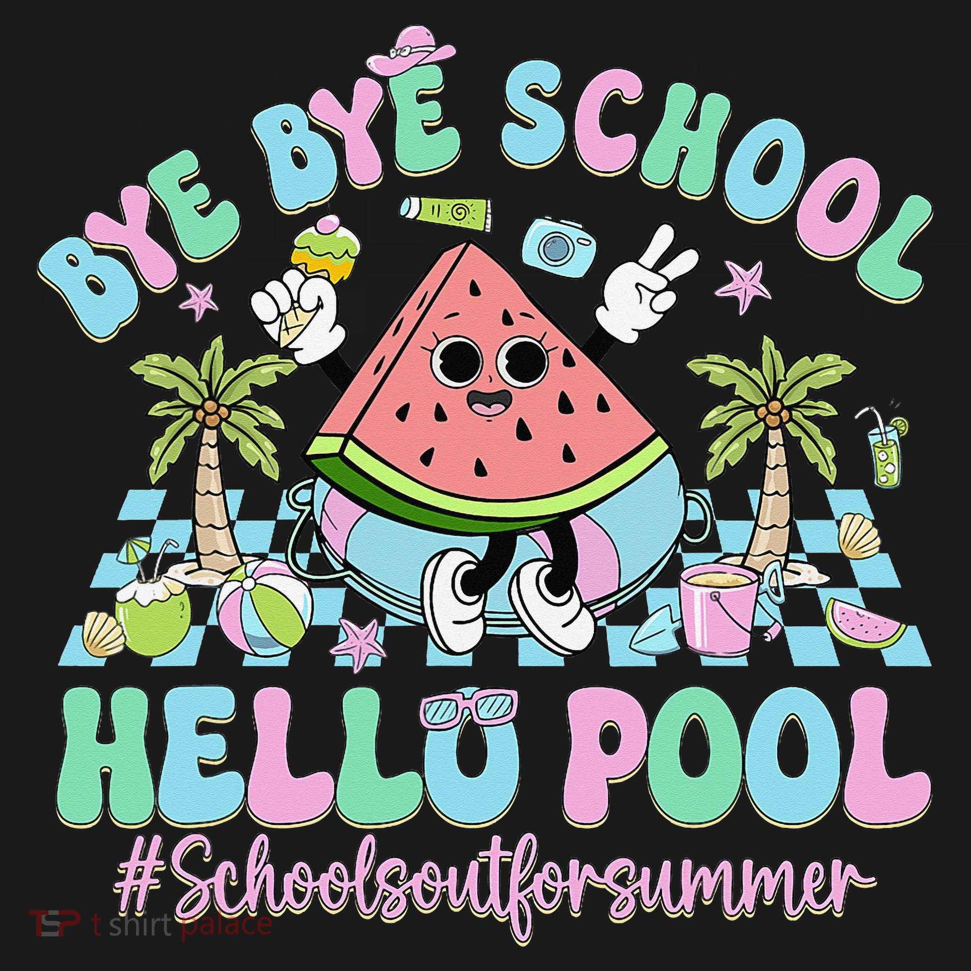 Bye Bye School Hello Pool Schools Out For Summer Teacher Kids Long Sleeve Shirt