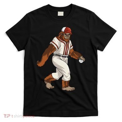 Bigfoot Baseball Sasquatch Playing Baseball Player T-Shirt